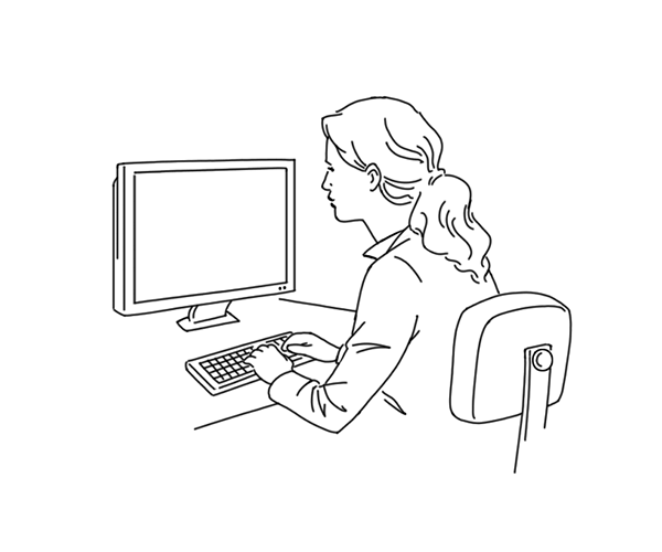 Woman sitting at a computer