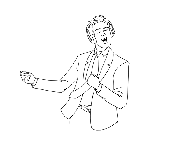 Illustration of man dancing with headphones on