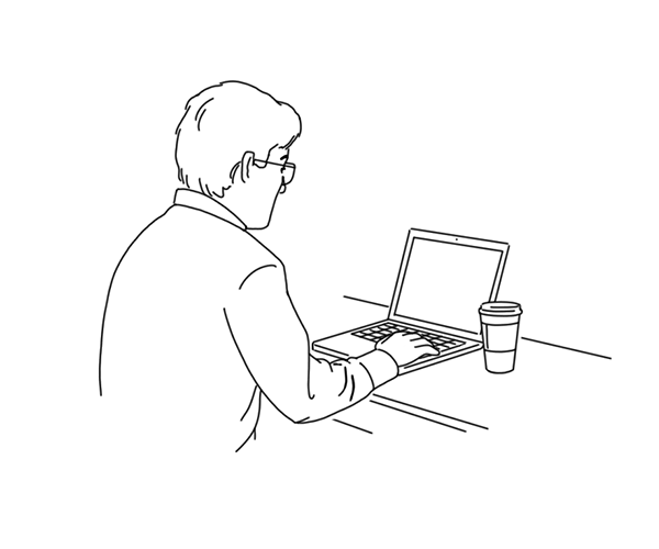 Man sitting and checking his computer