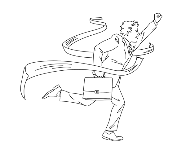 Illustration of businessman crossing the finish line