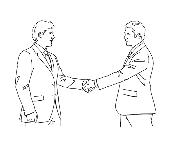 Illustration of two men shaking hands