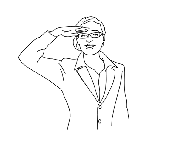 Illustration of woman saluting